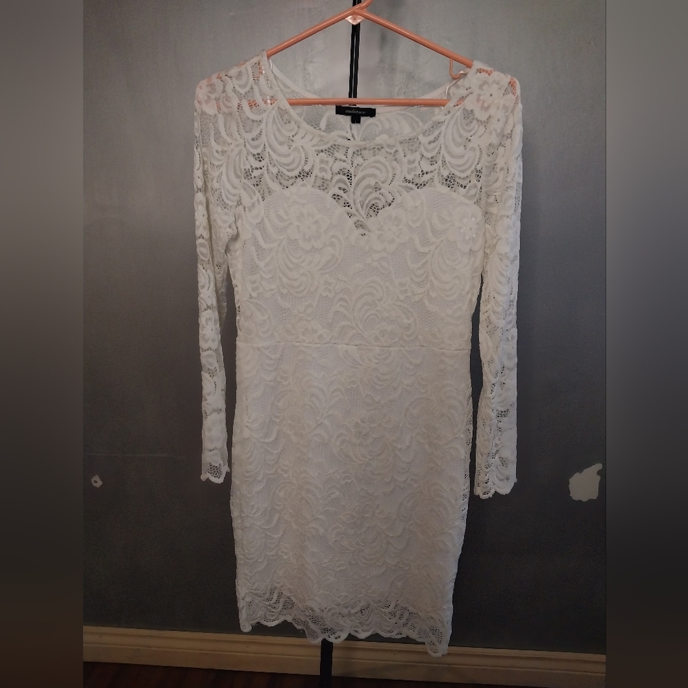 White lace Ambiance mini dress.